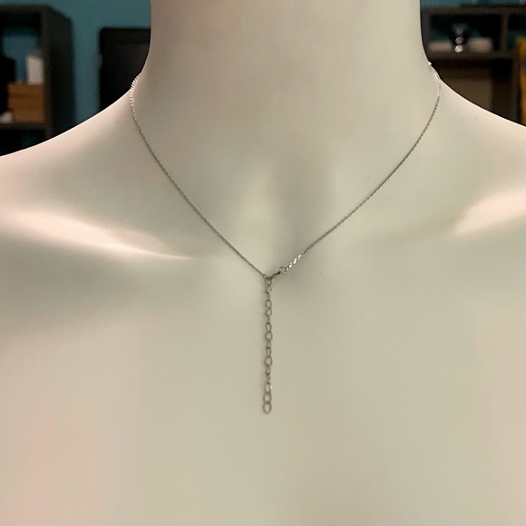 Adornia .925 Sterling Crystal Curved Bar Necklace - Picture 6 of 6